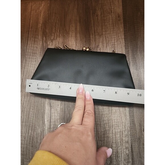 1960’s Black Patent Leather HL Clutch Wallet Stripes Handbag Vintage - Picture 5 of 7